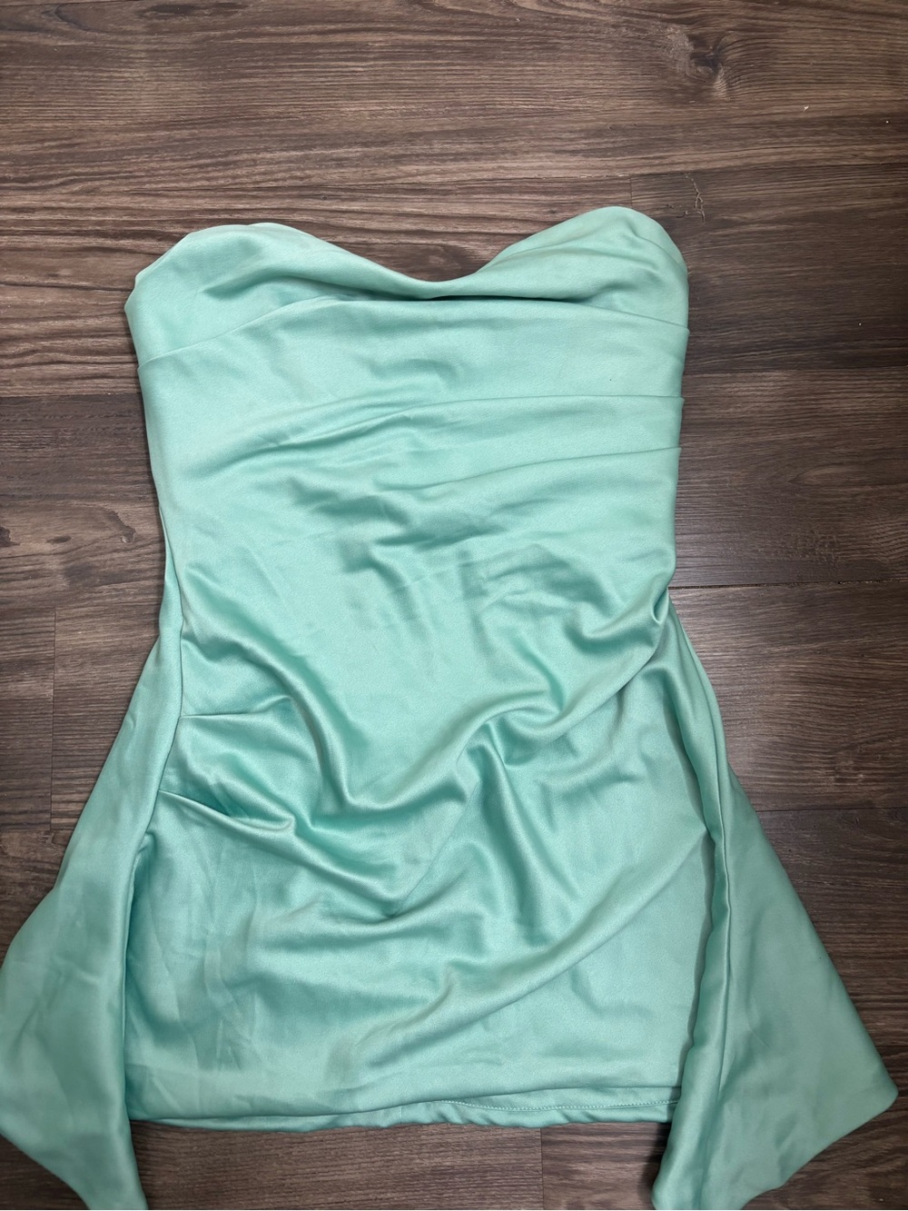 House of CB Strapless Mint Green Satin Dress